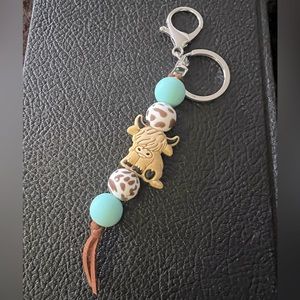 Super Cute Mint Highland Cow Keychain / Bag Charm